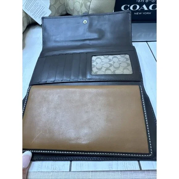 Vintage Coach Soho Trifold Brown Leather Wallet, Removable Checkbook 8x5” VGUC - Picture 7 of 12